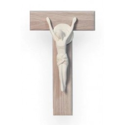 Croce T in legno con Cristo...